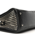 Snakeskin Studded Thalia Top Handle Black