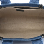 Denim Calfskin Large Braided Woody Ribbon Tote  Blue