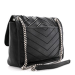 Calfskin Matelasse Monogram Microstud Medium Niki Chain Satchel Black