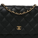 Caviar Quilted Wallet on Chain WOC Black