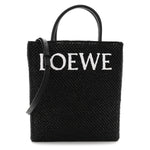 Raffia Calfskin Standard A4 Tote Bag Black