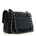 Lambskin Chevron Quilted Small Double Flap Black