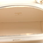 Grained Calfskin Quilted Top Handle Chain Clutch White