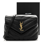 Calfskin Y Quilted Monogram Toy Loulou Crossbody Bag Black