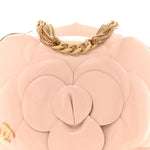 Patent Lambskin Camellia Bouquet Clutch With Chain Light Pink