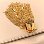 Smooth Calfskin Medium Classic Monogram Kate Tassel Satchel Nude Powder
