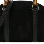 Suede Mini Bamboo Handle Bag Black