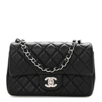 Lambskin Quilted Mini Rectangular Flap Black