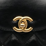 Shiny Aged Calfskin Quilted Nano Kelly Shopper Black