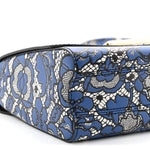 Calfskin Lace Flower Inlay Twist Shoulder Bag MM Navy Black