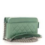 Caviar Quilted Boy Phone Holder Wallet On Chain Green