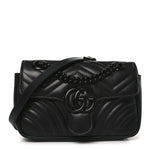 Calfskin Matelasse Monochrome Mini GG Marmont Shoulder Bag Black