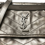 Crinkled Calfskin Matelasse Monogram Baby Niki Chain Satchel Platinum