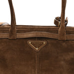 Suede Triangle Medium Bonnie Shoulder Bag Cacao