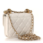 Calfskin Quilted Perfect Fit Coin Purse With Chain White