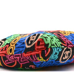 Caviar Fabric Graffiti Foldable Tote Bag With Chain Black Multicolor