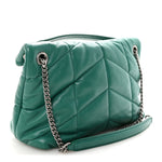 Lambskin Quilted Small Loulou Puffer Monogram Chain Satchel Green Field