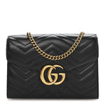 Calfskin Matelasse GG Marmont Chain Wallet Black