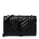 Grain De Poudre Textured Mixed Matelasse Triquilt Small Monogram Monochrome Satchel Black