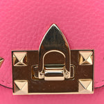 Pebbled Calfskin Rockstud Flip Lock Wallet On Chain Feminine Pink