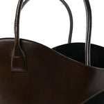 Calfskin Suede Cut Out Large Tote Brown Black