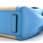 Grained Calfskin Canvas Small La Medusa Chain Top Handle Handbag Rope Blue