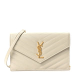 Grain De Poudre Matelasse Chevron Monogram Envelope Chain Wallet Crema Soft