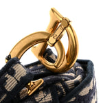 Oblique Embroidered Saddle Bag Blue