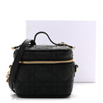 Lambskin Cannage Micro Lady Dior Vanity Case Black