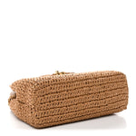 Braided Raffia Nano Kelly Flap Bag Dark Beige