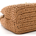 Braided Raffia Nano Kelly Flap Bag Dark Beige