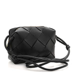 Lambskin Maxi Intrecciato Small Cassette Camera Bag Black