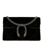 Velvet Skipper Crystal GG Monogram Super Mini Dionysus Shoulder Bag Black