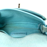 Denim Quilted Small Messenger Flap Neon Blue