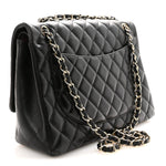 Lambskin Quilted Maxi Double Flap Black
