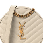 Grain De Poudre Matelasse Chevron Quilted Round Vinyle Camera Bag Crema Soft