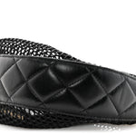 Mesh Shiny Lambskin Chain Hobo Black