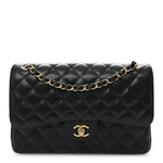 Caviar Quilted Jumbo Double Flap Black