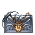 Metallic Nappa Quilted Medium Devotion Crossbody Bag Blue