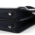 Cuoio Romano Vitello Cover Glazed Fabric Bi-Color FF 1974 Mini Peekaboo I SEE U Satchel Blue Dark Brown Tobacco Moro