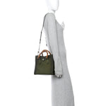 Textured Dollar Calfskin Web Small Diana Tote Bag Green Ombre