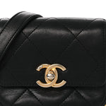 Calfskin Quilted Mini Framing Chain Bag Black