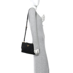 Tessuto Nylon Soft Calf Double Zip Crossbody Bag Black