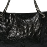 Crinkled Calfskin Matelasse Monogram Medium Niki Shopper Tote Black