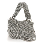 Satin Crystal Embellished Bonny Shoulder Bag Silver