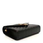 Grain De Poudre Textured Mixed Matelasse Triquilt Medium Monogram Satchel Black