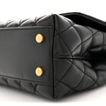 Calfskin Quilted Mini Logo Coco Handle Flap Black