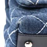 Denim Quilted Mini Coco Handle Flap Blue
