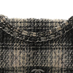 Tweed Quilted Medium Double Flap Beige White Black