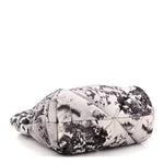 Re-Nylon Padded Printed Medium Tote Bag Black White